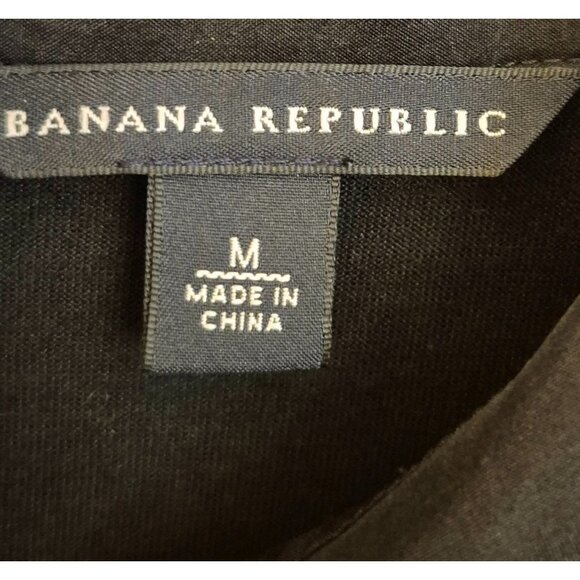 Banana Republic Black Silk Blend Short Sleeve Button Front Shirt Dress Sz M EUC - Picture 7 of 8